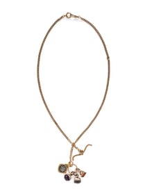 YELLOW GOLD POCKET WATCH CHAIN AND CHARMS