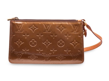 LOUIS VUITTON, BRONZE PATENT LEATHER HANDBAG