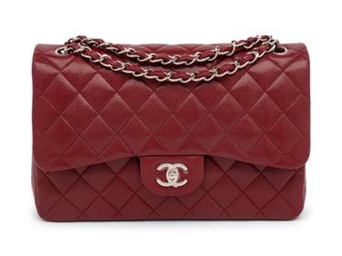 CHANEL, LARGE BURGUNDY DOUBLE FLAP BAG