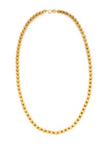 TEXTURED YELLOW GOLD BEAD NECKLACE