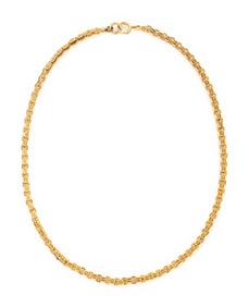 YELLOW GOLD TEXTURED LINK NECKLACE
