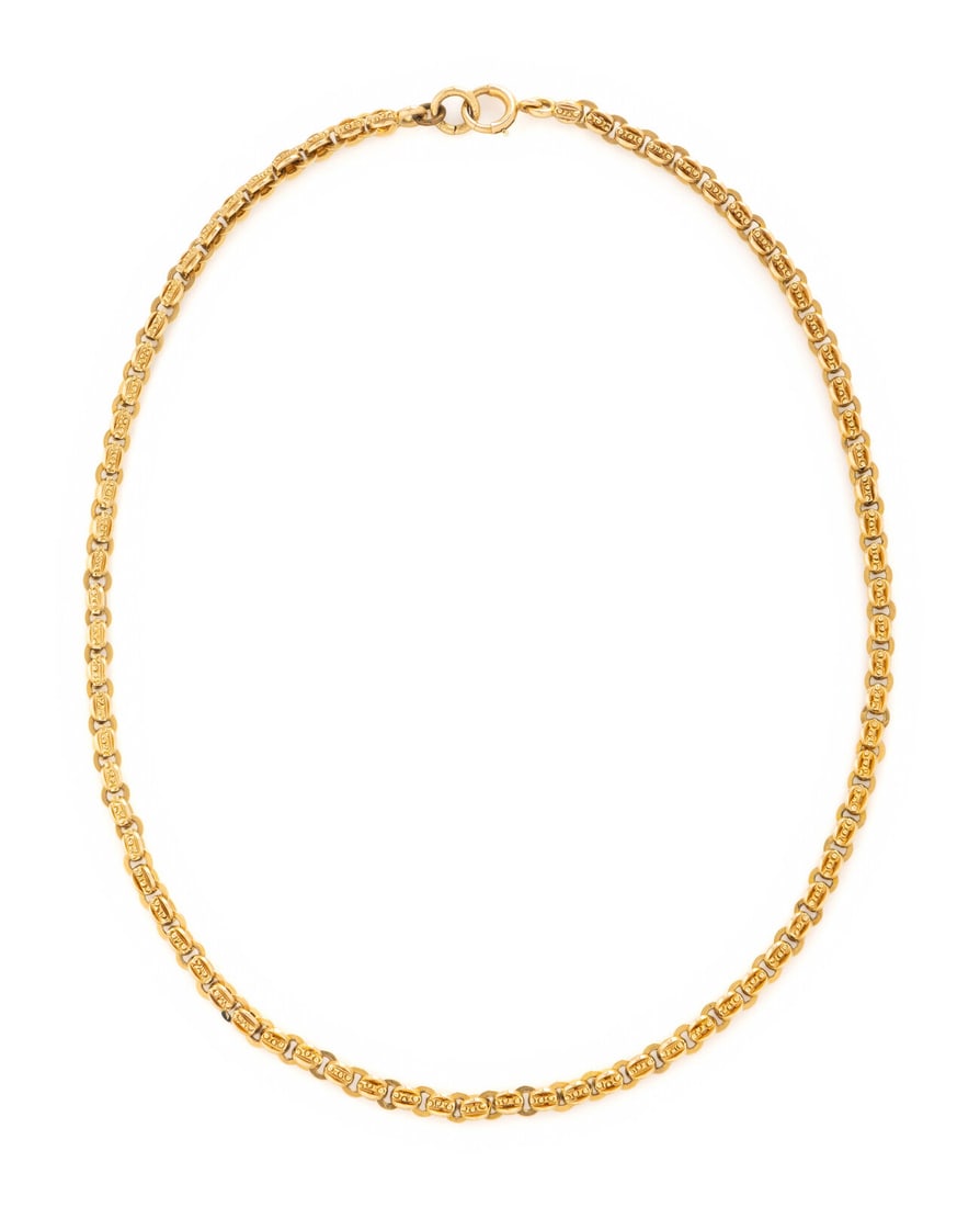YELLOW GOLD TEXTURED LINK NECKLACE (1 of 2)