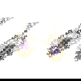 VICTORIAN, AMETHYST, SEED PEARL, ENAMEL, AND YELLOW GOLD EARRINGS: VICTORIAN, AMETHYST, SEED PEARL, ENAMEL, AND YELLOW GOLD EARRINGS Cushion cut amethysts measuring approximately 9.10 x 6.20 x 4.55 mm, seed pearls, and white enamel. Yellow gold. 1 1/2 inches long. Gr