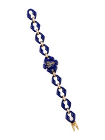 ANTIQUE, YELLOW GOLD, DIAMOND, SEED PEARL, AND ENAMEL INSECT BRACELET