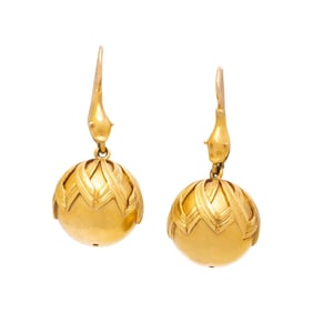 ANTIQUE, YELLOW GOLD SNAKE EARRINGS