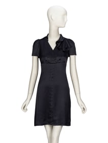PRADA, DEEP GREY SATIN DRESS
