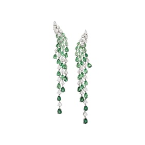 SALAVETTI, TSAVORITE GARNET, DIAMOND, AND WHITE GOLD EARRINGS