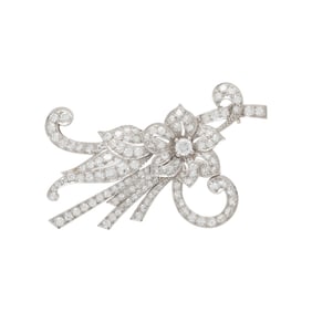 DIAMOND AND WHITE GOLD FLORAL SPRAY BROOCH