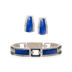 STEPHEN WEBSTER, 'CRYSTAL HAZE' QUARTZ, DIAMOND, AND WHITE GOLD BRACELET AND EARRINGS