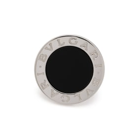 BULGARI, ONYX AND WHITE GOLD RING