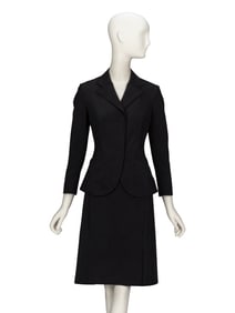 PRADA, BLACK TWILL SKIRT SUIT