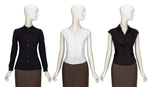 PRADA, THREE POPLIN BLOUSES