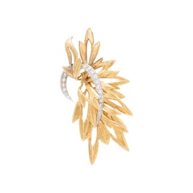 DIAMOND AND BICOLOR GOLD BROOCH