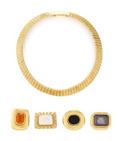 YELLOW GOLD NECKLACE WITH INTERCHANGEABLE MULTIGEM CLASPS