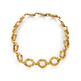 TEXTURED YELLOW GOLD LINK NECKLACE