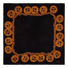 CHANEL, PRINTED SILK SCARF