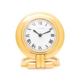 CARTIER, 'COLISEE' DESK ALARM CLOCK
