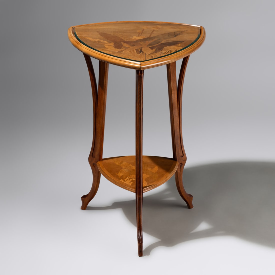 Émile Gallé (French, 1846–1904) Marquetry table with flowers, c. 1900