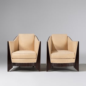 René Joubert & Philippe Petit (French, c. 1920–1930) Pair of Art Deco lounge chairs