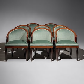 Maurice Dufrene (French, 1876–1955) A set of eight art deco dining chairs