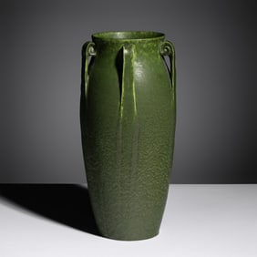 Grueby Faience Company Boston, Massachusetts, Early 20th Century Fern-Handled vase