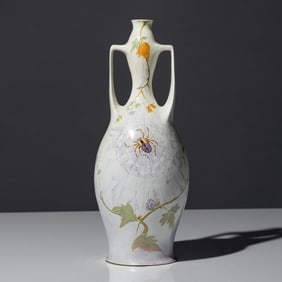 Samuel Schellink (painter) for Rozenburg c. 1904 Eggshell porcelain two-handled vase with