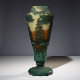 Daum Early 20th Century Cameo forest scene vase French, c. 1910