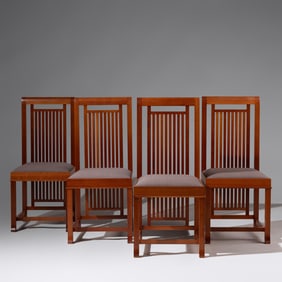 Frank Lloyd Wright (American, 1867–1959) Set of 4 '614 Coonley 2' dining chairs Cassina,