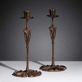 Georges de Feure (French, 1868–1943) Pair of candlesticks, produced for the Galerie l'Art