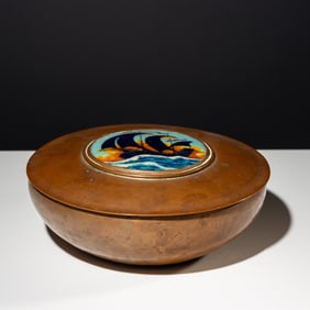 Gertrude Twichell (American, 1889–1937) Covered bowl with sailboat silhouette, c. 1920