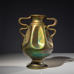 Zsolnay (Founded 1853) Serpent-handled vase, c. 1930