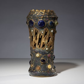 Riessner, Stellmacher & Kesse Early 20th Century Amphora Gres Bijou Lightning Bolt vase Austria, c.