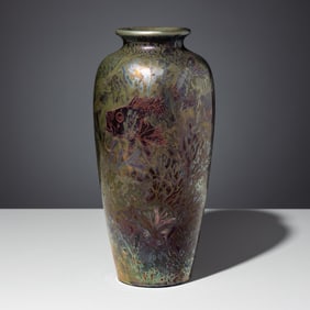 Marius Alexandre for Clément Massier Early 20th Century Superb iridescent marine vase