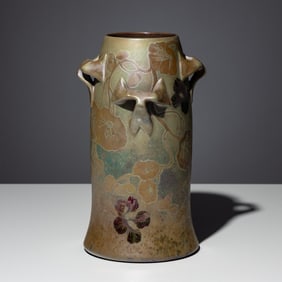 Clément Massier c. 1900 Vase with morning glories and nasturtium