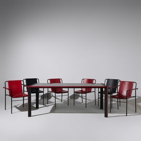 Mario Marenco (Italian, 1933–2019) Dining table and 6 chairs Poltrona Frau