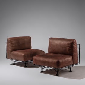 Post Modern c. 1980 Pair of wire-frame chairs