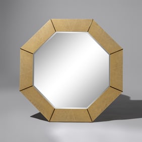 Karl Springer (German-American, 1931–1991) Faux-Shagreen and Brass mirror, c. 1970