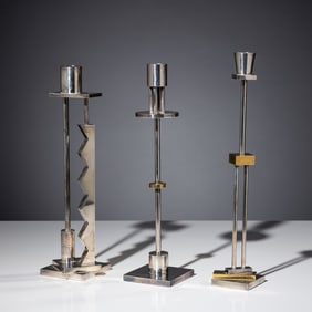 Ettore Sottsass (Italian, 1917–2007) Three candlesticks for Swid Powell, Italy