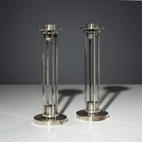 Richard Meier (American, b. 1934) Pair of Skyscraper candlesticks for Swid Powell