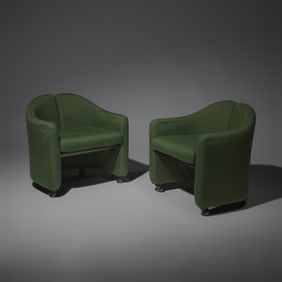 Eugenio Gerli (Italian, 1923-2013) Pair of Italian split-back lounge chairs for Tecno, c. 1960