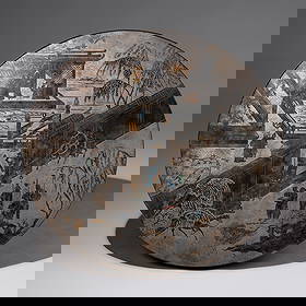 Philip and Kelvin LaVerne (American, 1907–1987 | b. 1937–2025) Chan coffee table, c.: Philip and Kelvin LaVerne (American, 1907–1987 | b. 1937–2025) Chan coffee table, c. 1960 acid-etched and enameled patinated brass over pewter and wood etched signature to top 17¾ h &