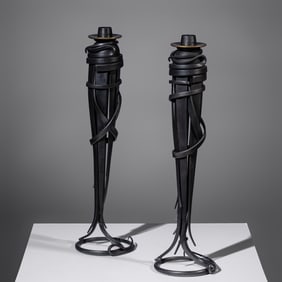 Albert Paley (American, b. 1944) Pair of Comet candleholders, 2001