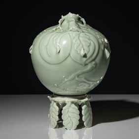 Cliff Lee (American, b. 1951) Celadon vessel on stand, 1992