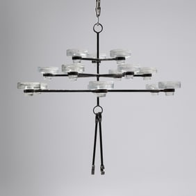 Erik Höglund (American, 1932–1998) 15-light candle chandelier Kosta Boda, Sweden