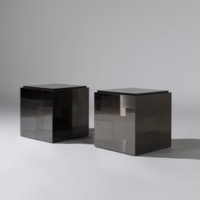 Paul Evans (American, 1931–1987) Pair of Cityscape cube tables, gunmetal finish