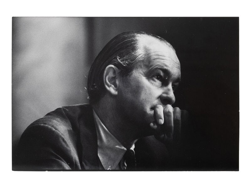 Gjon Mili (American, 1904–1984) U.S. Ambassador to Iran Richard Helms, formerly CIA Director, : Gjon Mili (American, 1904–1984) U.S. Ambassador to Iran Richard Helms, formerly CIA Director, during his testimony at Watergate hearings, Washington DC, 1973; printed ca. 1973 gelatin silver pri