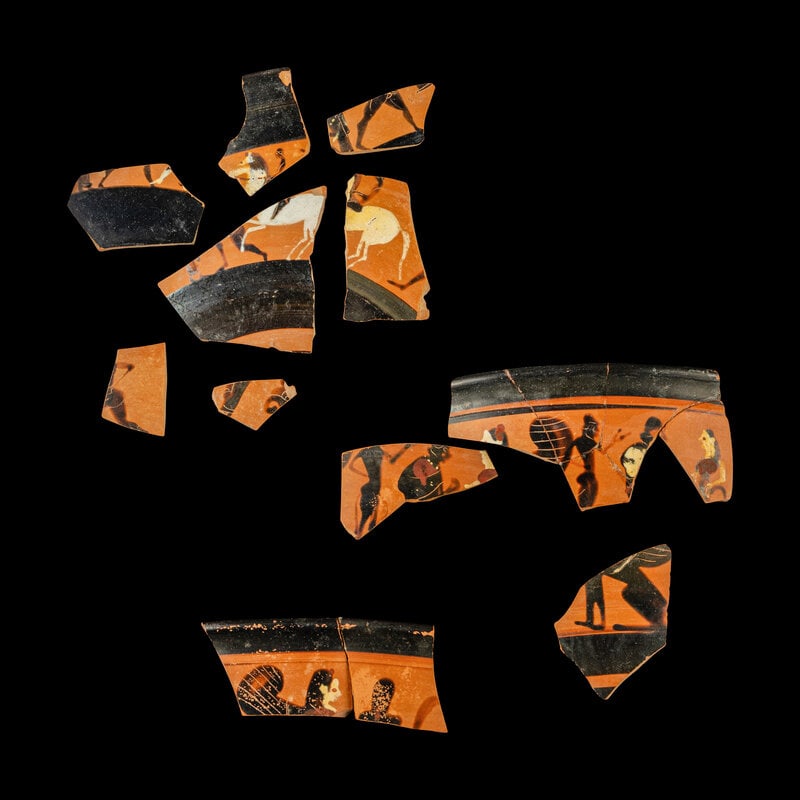 12 Attic Black-Figured Skyphos Fragments (1 of 2)