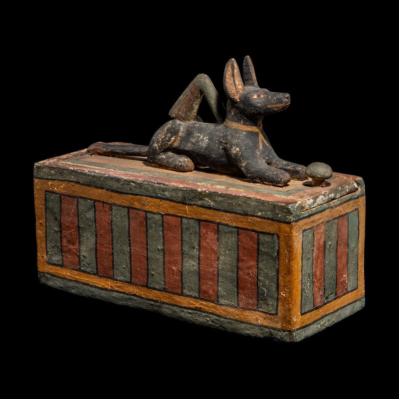 An Egyptian Painted Wood Box with Anubis (1 of 4)