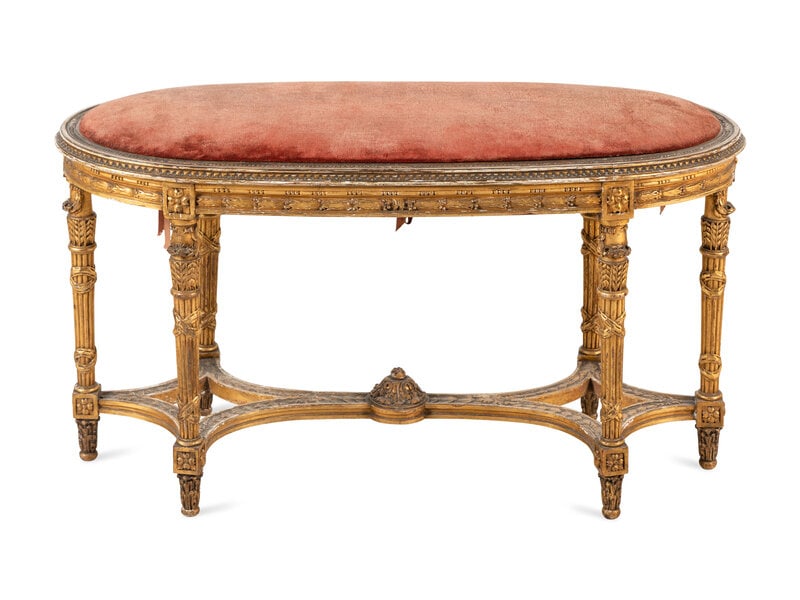 A Louis XVI Style Giltwood Bench (1 of 2)