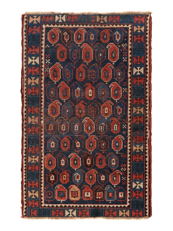 A Caucasian Rug: A Caucasian Rug 19th/20th Century 4 feet 1 inches x 2 feet 7 inches. This lot is located in Chicago. Condition Scattered wear to pile. The fringe e